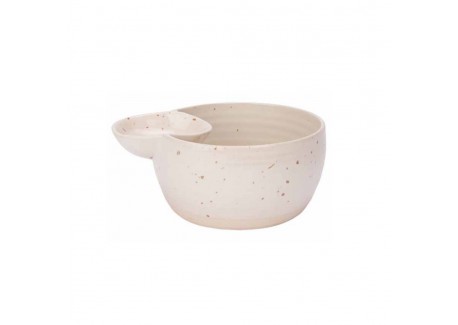 Quartz Amuse Bol + Coupelle à Sauce Crème Moucheté 14,5x6,5 cm
