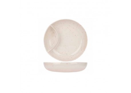 Quartz Amuse Plat de Service Compartimenté Crème Moucheté 27 cm