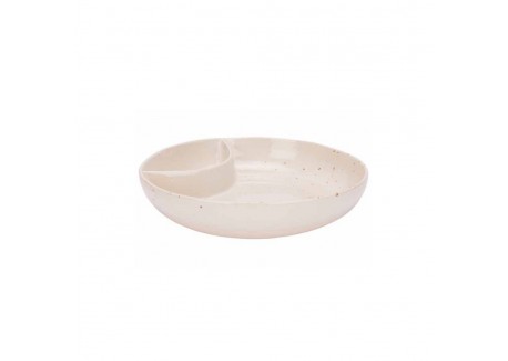 Quartz Amuse Plat de Service Compartimenté Crème Moucheté 27 cm