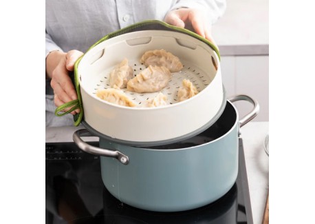 Steamy Stapelbare Siliconen Stoommand 24 cm Creme