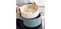 Steamy Panier Vapeur Empilable en Silicone 24 cm Crème