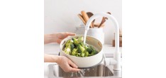 Steamy Panier Vapeur Empilable en Silicone 24 cm Crème
