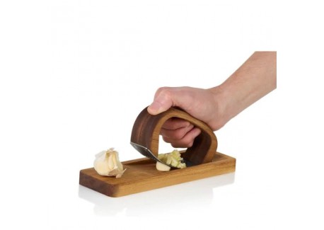 Rocca Presse-Ail Inox et Planche en Bois