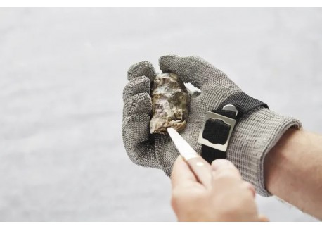 Oesterhandschoen van RVS met gaas + onderhandschoen Maat M