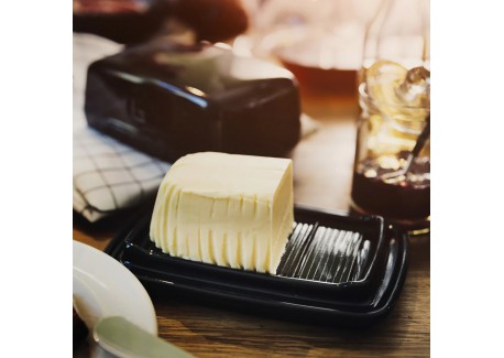 Beurrier Céramique Noir Mat Truffe 11,5x17 cm (250 g de Beurre)