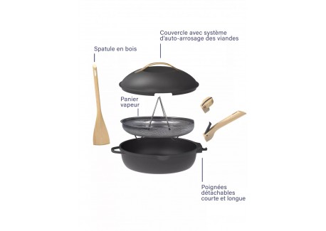 Fabuleuse Poêle Anti-Adhésive 8 en1 24 cm Noir Météore 3,4L