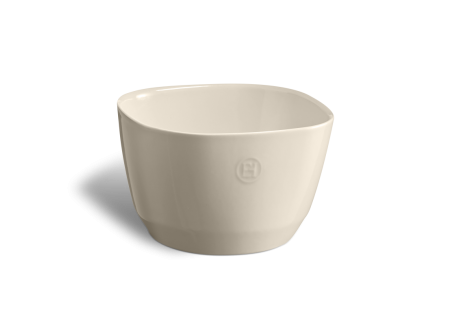Saladier Carré M en Céramique 3,5L 22x14 cm Argile Blanc Cassé
