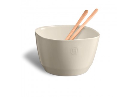 Vierkante keramische slakom M 3,5L 22x14 cm Argile Gebroken Wit