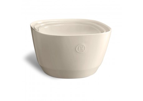 Saladier Carré S en Céramique 2L 19x12 cm Argile Blanc Cassé