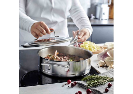 Silver 7 Sauteuse Basse Inox 28 cm 4,75 L avec Couvercle