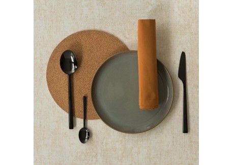 Rondo Set Couverts 24 pcs Brossé Noir + Coffret en Bois 