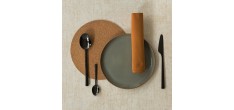 Rondo Set Couverts 24 pcs Brossé Noir + Coffret en Bois 
