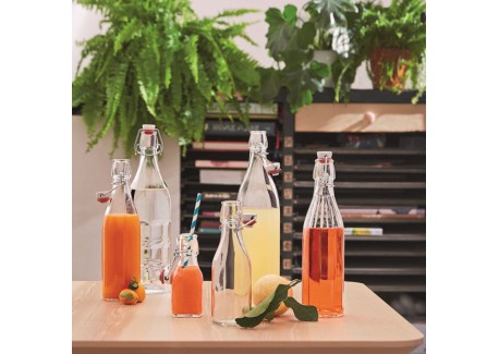 Swing Glazen Vierkante Fles met Beugelsluiting 1 L