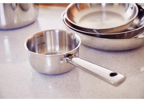 Cicla 3 Gerecycleerde RVS steelpan met 2 schenktuiten 12 cm 0,7 l