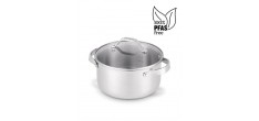 Cicla 3 Gerecycleerde RVS braadpan/stoofpot met Glazen deksel 20 cm 2,