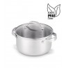 Zie dia Cicla 3 Gerecycleerde RVS braadpan/stoofpot met Glazen deksel 20 cm 2,