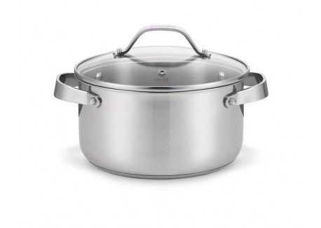Cicla 3 Gerecycleerde RVS braadpan/stoofpot met Glazen Deksel 24 cm 5,