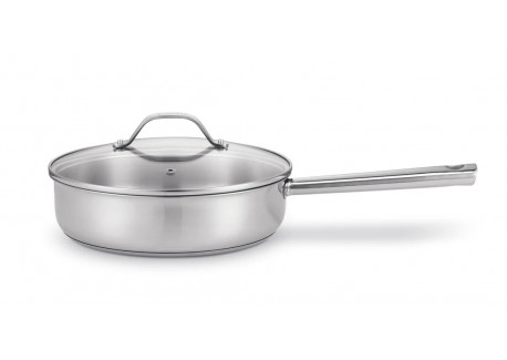 Cicla 3 Sauteuse Inox Recyclé avec Couvercle en Verre 24 cm 3,2 l