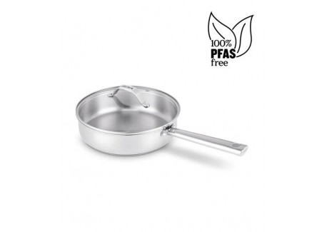 Cicla 3 Sauteuse Inox Recyclé avec Couvercle en Verre 24 cm 3,2 l