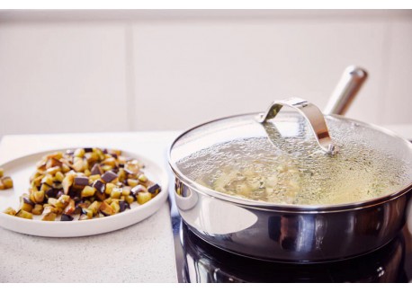 Cicla 3 Sauteuse Inox Recyclé avec Couvercle en Verre 24 cm 3,2 l