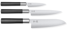 Wasabi Black Set 3 Couteaux Santoku 16,5 + à Trancher 15 + Office 10 -