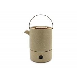Uméa Set Théière avec Infuseur & Réchaud en Céramique Beige Sable 1,2