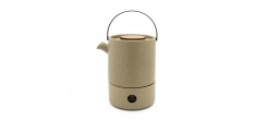 Uméa Set Théière avec Infuseur & Réchaud en Céramique Beige Sable 1,2