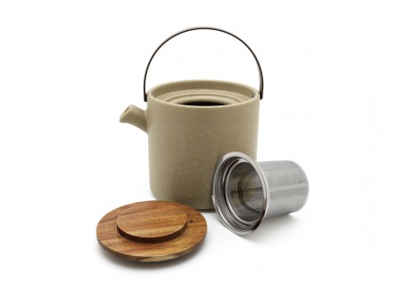 Uméa Theepotset met Zetgroep en Warmer in Zandbeige Keramiek 1,2 L