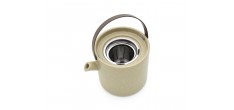 Uméa Set Théière avec Infuseur & Réchaud en Céramique Beige Sable 1,2