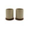 Zie dia Uméa Set 2 Tasses Céramique 20 cl  Beige Sable + Support Bois 