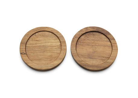 Uméa Set 2 Tasses Céramique 20 cl  Beige Sable + Support Bois 