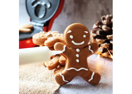 Miniwafelijzer "Gingerbreadman" Individueel kerstpeperkoekmannetje