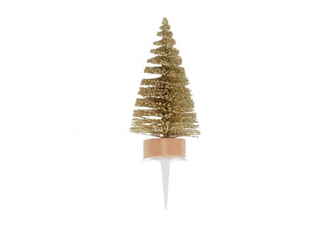 Décoration pour Bûche/Pâtisserie Sapin de Noël Doré 9 cm 