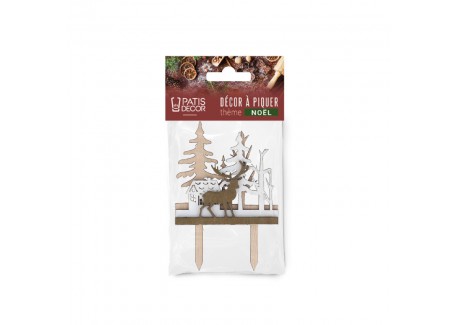 Decoratie voor Kerstlog/Gebak Houten Kerstbos 10x7 cm