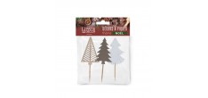 Decoratie voor Kerstog/gebak Houten kerstbomen 12 cm 3 st