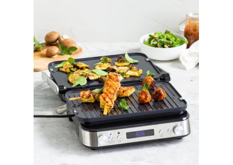 Bistro Grill et Plancha Electrique en Inox Plaques Réversibles 2 en 1
