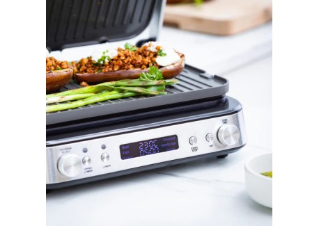 Bistro Elektrische Grill en Plancha in RVS Omkeerbare platen 2 in 1
