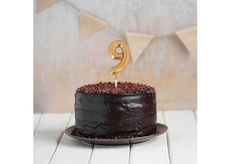 Chiffre 9 Décoration Gâteau Ballon Doré 3D 