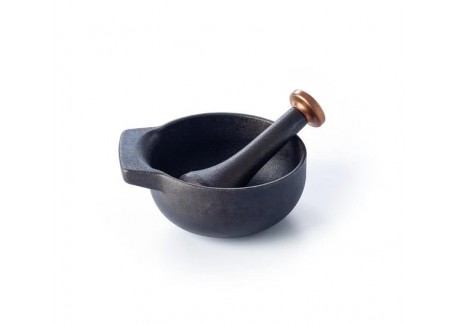 Nori Mortier et pilon en Fonte Noir Mat