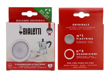 Moka Express 3 Joints + Filtre pour Cafetière Italienne 2 Tasses