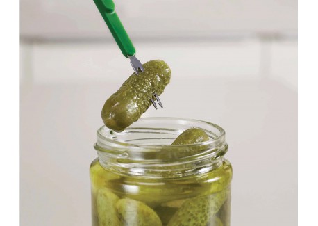 Scoop & Pick Longue Cuillère perforée et Fourchette 2-en-1 Vert