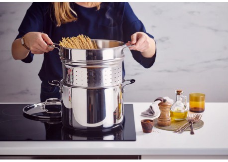 Chef Marmite met RVS deksel 24 cm 7,6 L + pastamand