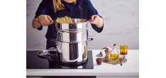 Chef Marmite Inox 24 cm 7,6 L avec Couvercle + Panier à Pates
