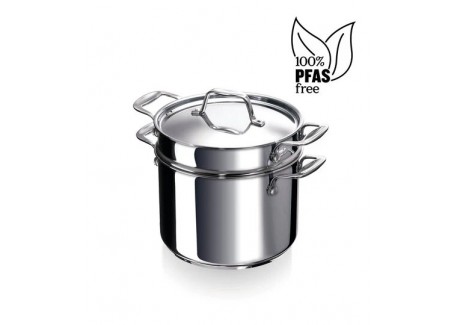 Chef Marmite Inox 24 cm 7,6 L avec Couvercle + Panier à Pates
