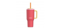 Rio Gourde Isotherme avec Paille Rétractable 950 ml Rose Pink Papaya -