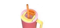 Rio Geïsoleerde Waterfles met Uitschuifbaar Rietje 950 ml Roze Pink Pa