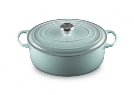 Signature Ovale gietijzeren Cocotte 6,3 L Blauw Sea Salt (31 cm)