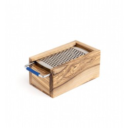 Râpe à Fromage Parmesan avec Boîte en Bois d'Olivier Rectangulaire 15x