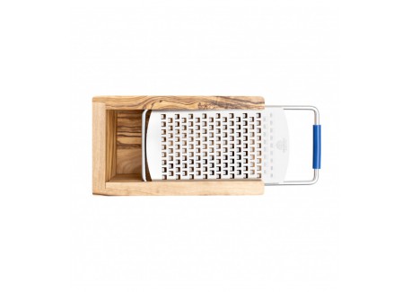Râpe à Fromage Parmesan avec Boîte en Bois d'Olivier Rectangulaire 15x