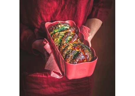 Madeleine Moule à Cake Rectangulaire Céramique 29x9 cm Rose Candy